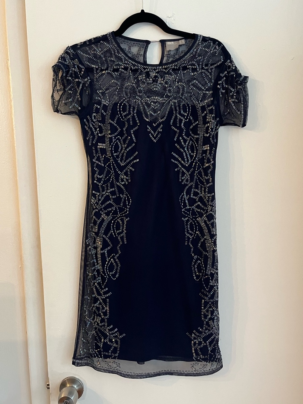 ASOS navy beaded mini dress